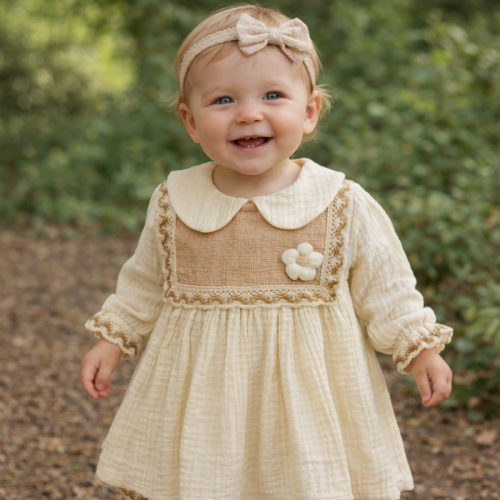 Βρεφικό Φορεματάκι Beige vintage dress flower_773362